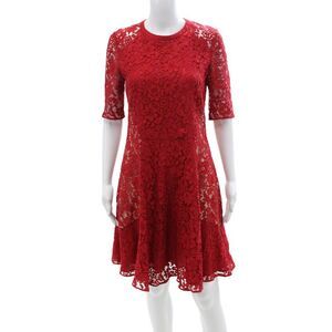 Joseph Women A-Line Fit & Flare Floral Mid-Calf Dress Red Size 40